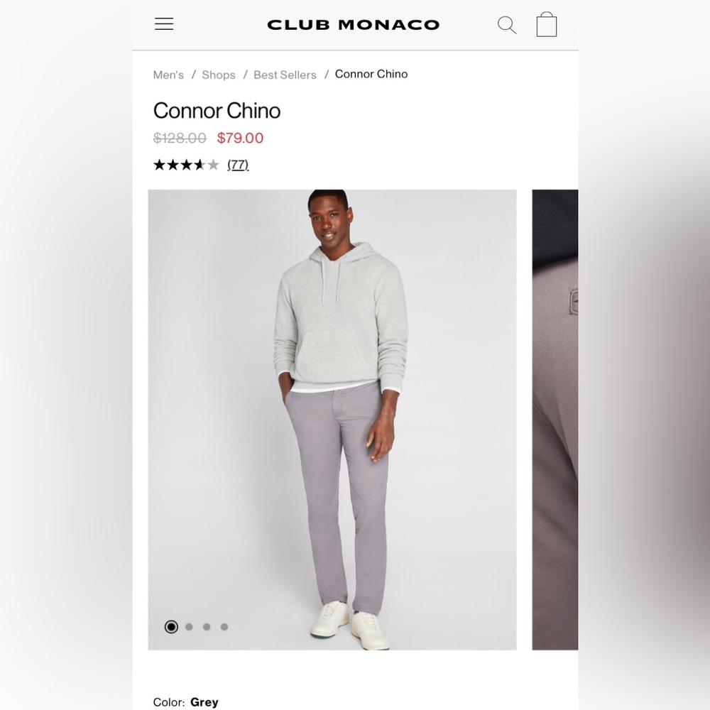 NEW Club Monaco Modern Slimfit Connor Chino